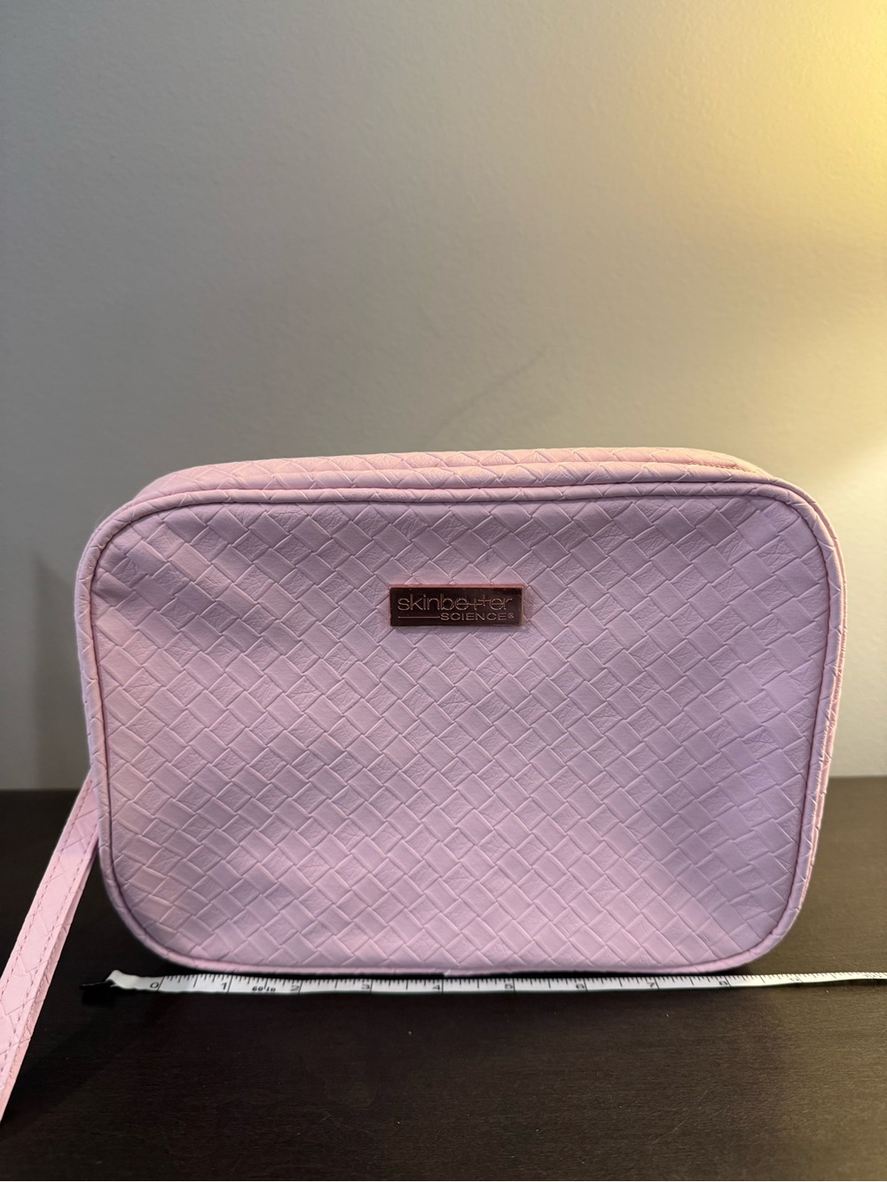 Skinbetter Science Pink Woven Cosmetic Bag 9” x 2” x 6.5” NEW